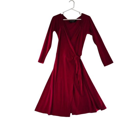Normakamali Red 3/4 Sleeve Tie Up Holiday Dress Size L - Picture 1 of 6